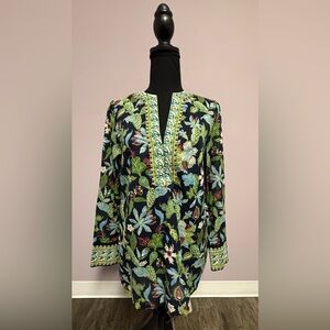 Like-New TORY BURCH Beads TUNIC Wisteria BLOUSE